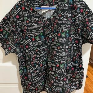 Christmas Scrub Top in size XL